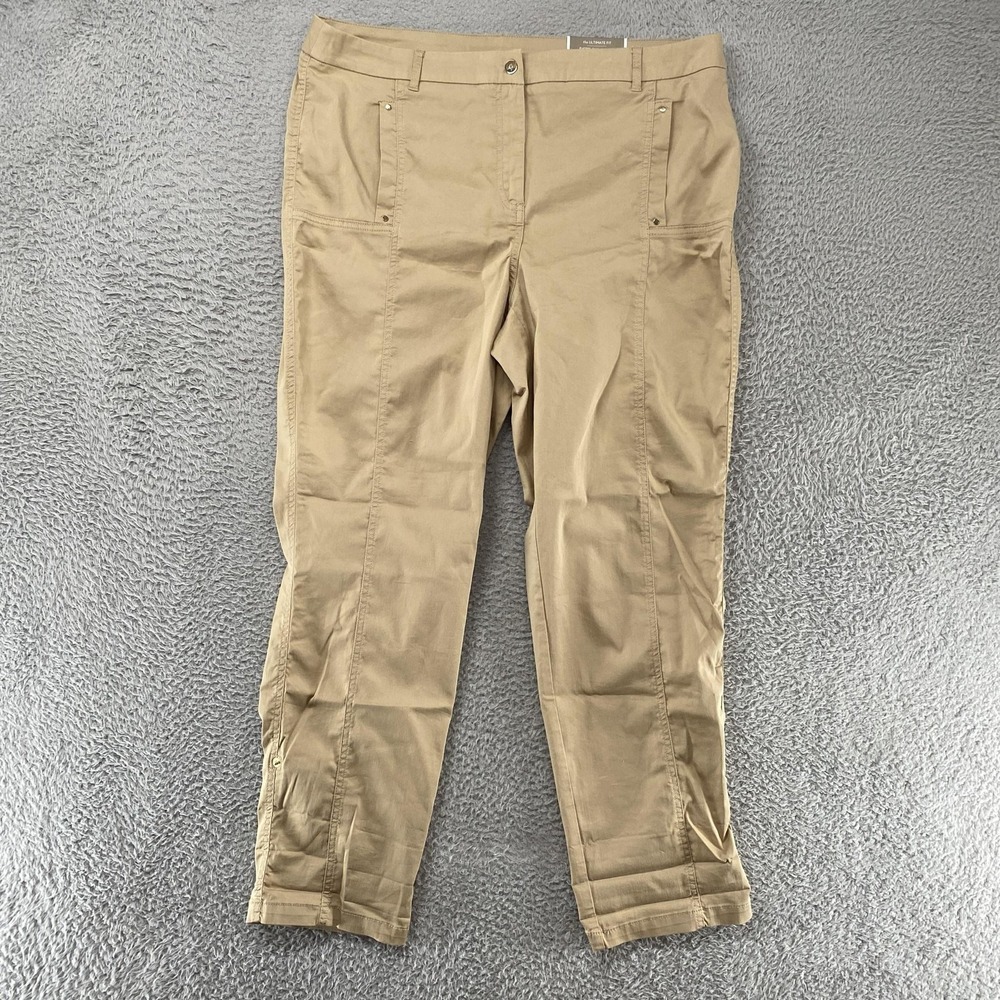 Chico's Luxe Utility Convertible Ankle Pants Womens 3/XL Beige Stretch Travel